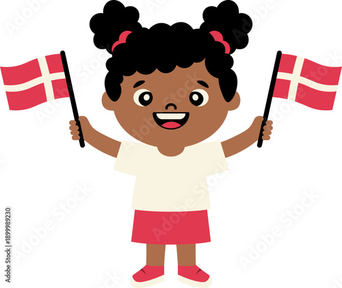 girl Holding Danish Flag vector shape