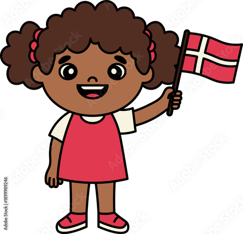 girl Holding Danish Flag vector shape