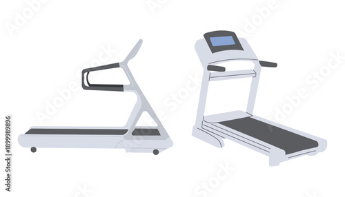 Two modern treadmills for fitness and exercise in a gym