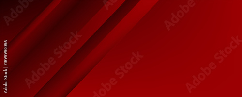 Red color square pattern on banner with shadow. Abstract white and grey color geometric background with copy space.