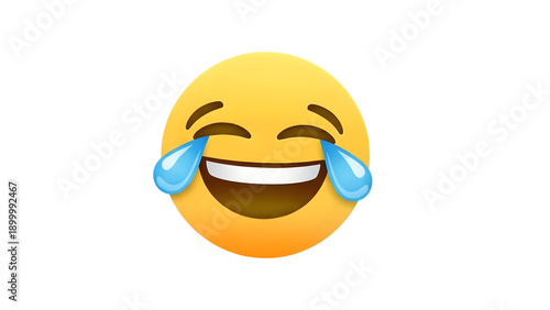 Laughing crying face emoji isolated on transparent background