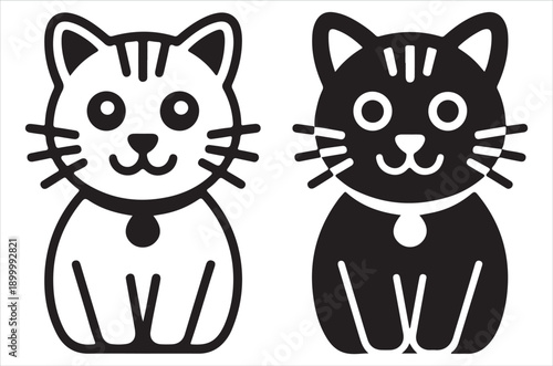 cat silhouette vector illustration icon retro animals on white background