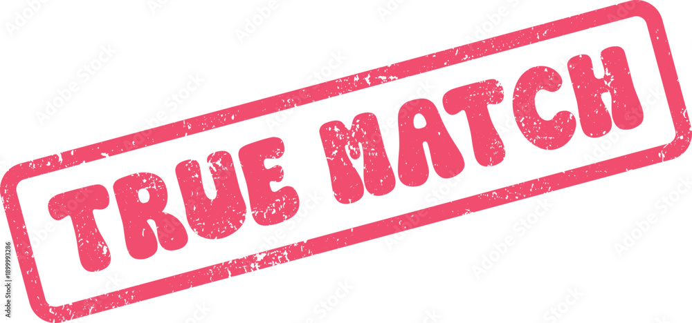 Foto Genuine true match statement rubber stamp indicating perfect compatibility