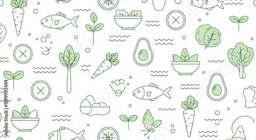 Fresh & Healthy: Green Nutrition Icon Pattern

