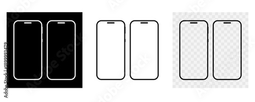 Modern smartphone frame vector set. Minimalist mobile device wireframes for UI app design mockups