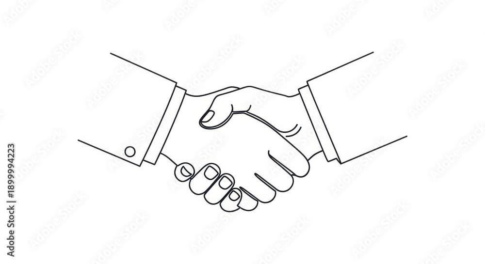 Fototapeta premium Business Handshake Line Art Illustration of Partnership and Agreement