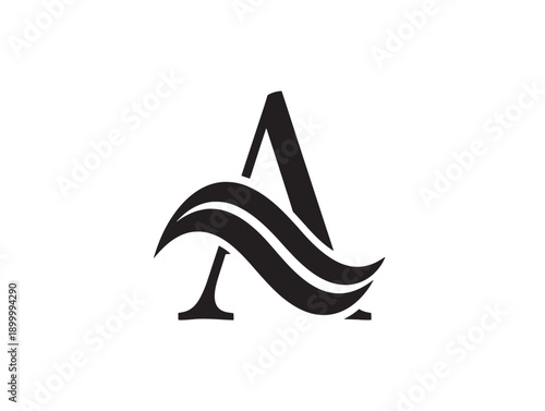 Minimalist monogram letter a with wave design
