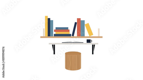 Books on a Desk with Storage.