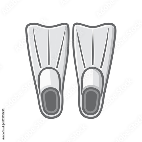 Pair of white swimming flippers for diving and snorkeling equipment vector illustration