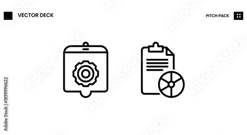 Vector Deck and Pitch Pack Icons: Business Presentation Tools and Project Planning Concepts in Outline