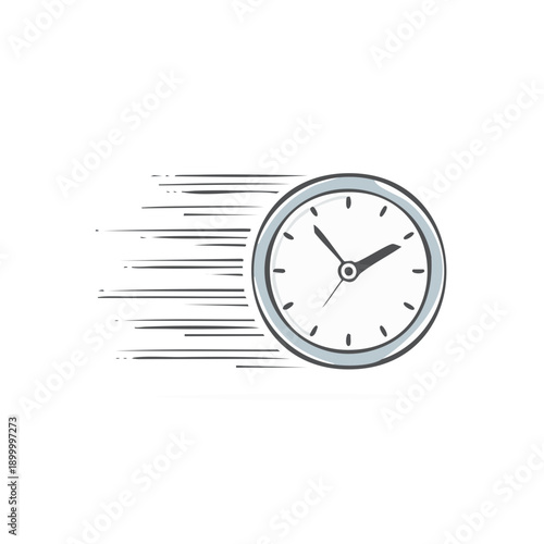 Hand drawn illustration of a clock face with motion lines indicating speed and urgency
