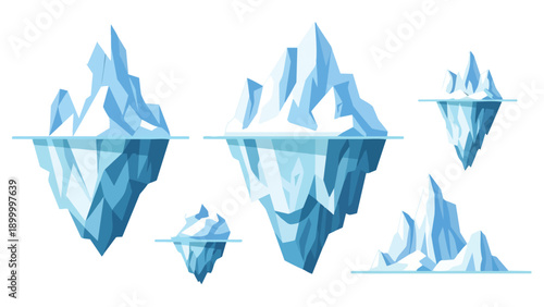 Dynamic illustration of glacial masses and frigid underwater structures in arctic waters