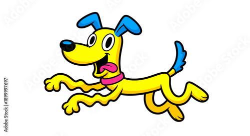 Yellow Cartoon Dog Running.