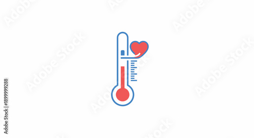 Thermometer with heart symbol next to it.