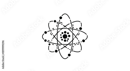 Detailed illustration of an atom structure.