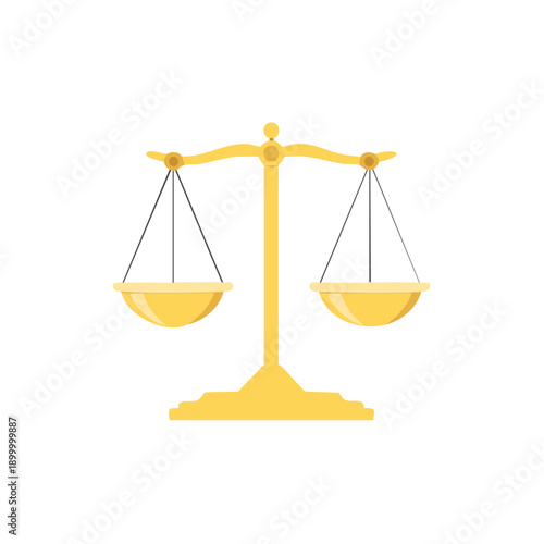 Golden balanced scales of justice symbolizing law and equality