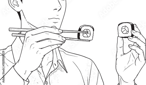 Cool teenager with energy drink can, urban beverage line art