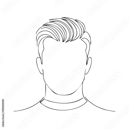 Stylized Male Head Silhouette with Classic Haircut Outline Drawing