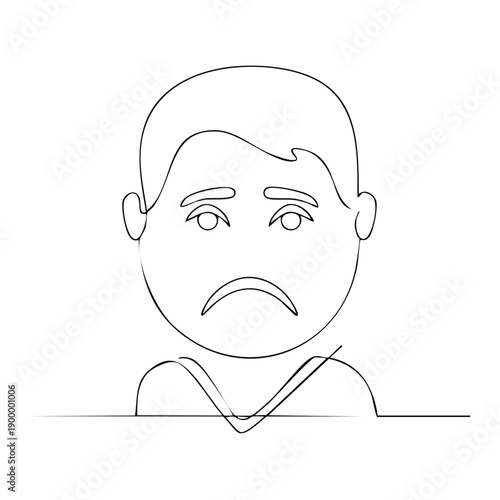 Simple Line Drawing of a Sad Face with Downturned Mouth Expressing Unhappiness