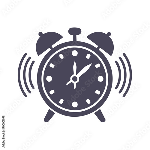 Ringing Vintage Alarm Clock Icon With Two Bells and Circular Dial