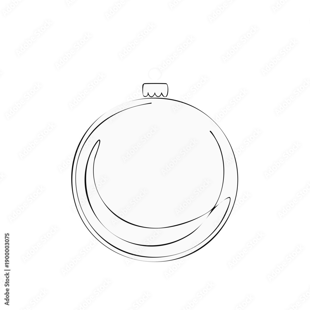 Fototapeta premium Simple Line Art Christmas Ornament Decoration with Reflective Surface Detail