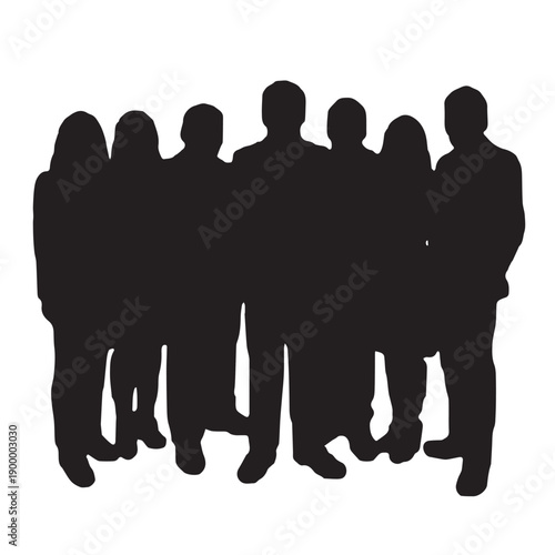 Business people silhouettes, group of standing business men and women 

