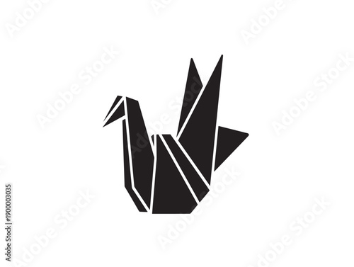 Minimalist origami crane vector illustration