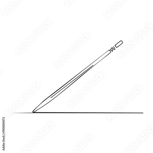 Minimalist single line drawing of a pencil creating a line