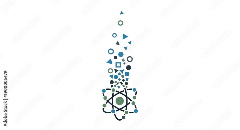 Schilderij op canvas Atom Structure with Floating Particles.