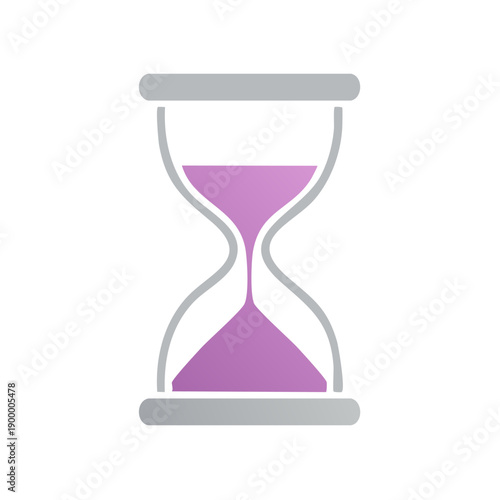 Modern hourglass with purple sand flowing showing passage of time and a countdown concept