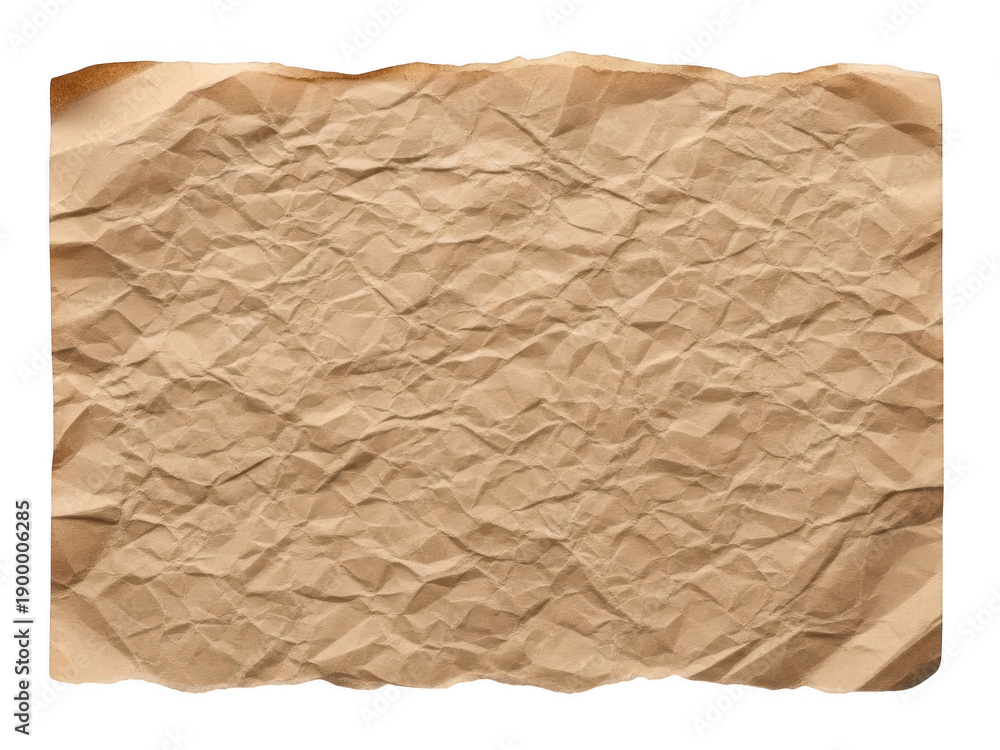 Obraz premium Crinkled brown paper background isolated on transparent background