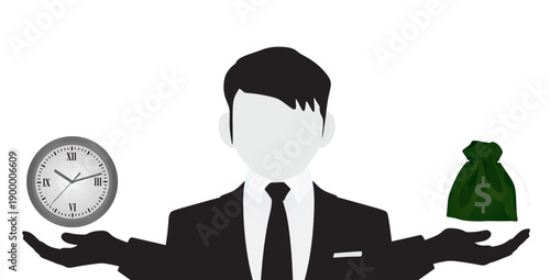 Balancing time and wealth concept. vector