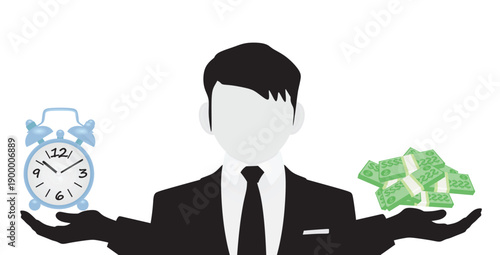 Balancing time and wealth concept. vector