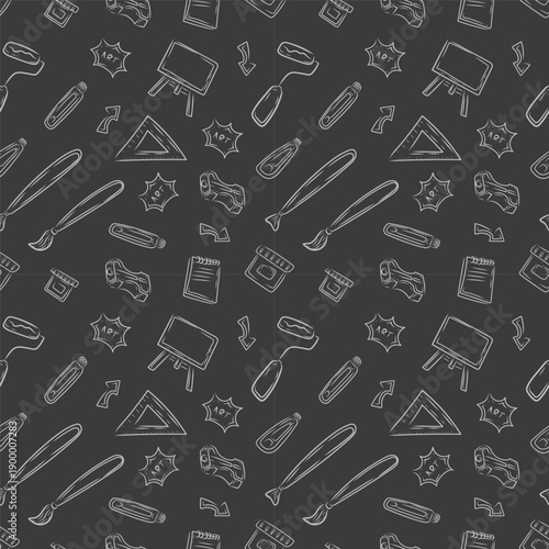 Hand drawn artist tool seamless pattern background