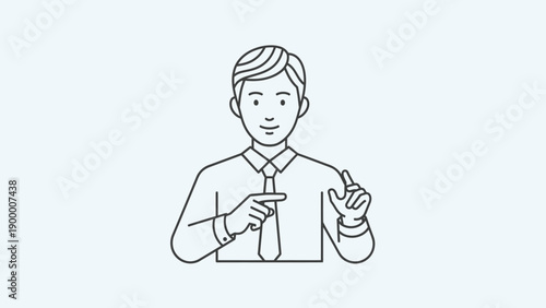 Man in Business Attire Gesturing with Hands.