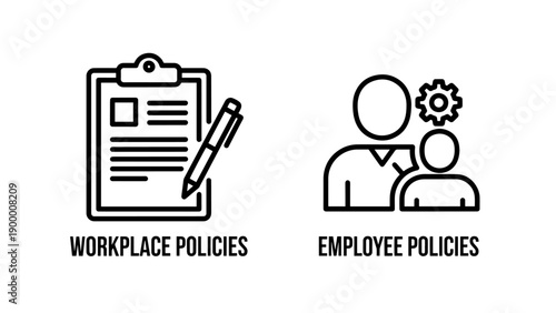 Workplace policies and employee policies icons for HR, compliance, and company guidelines