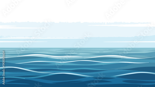 A captivating expansive ocean vista with dynamic undulating blue waves beneath a tranquil serene sky evoking a profound sense of vastness and an