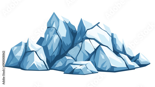 Vibrant blue and white arctic ice peaks illustration stylized glacial landscape graphic perfect for game assets
