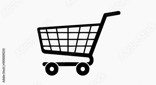 Black shopping cart icon on white background for e commerce and retail concepts