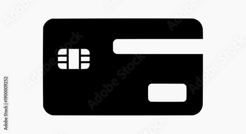 Black credit card icon with white details on gray background for finance and banking concepts