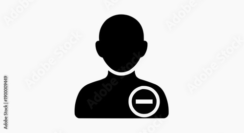 Black silhouette of a person with a minus sign on their shoulder