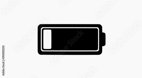 Low battery icon simple black and white design minimalistic battery symbol low charge indicator monochrome vector illustration