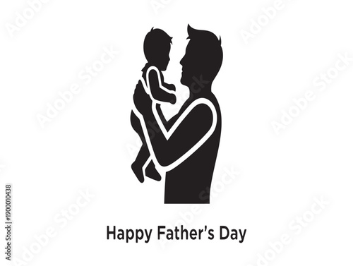 Minimalist silhouette of father and child for father's day