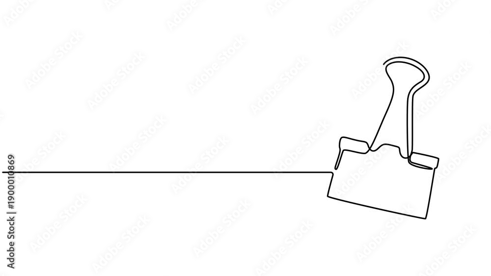 binder clips animation continuous one line drawing, Self drawing line ...