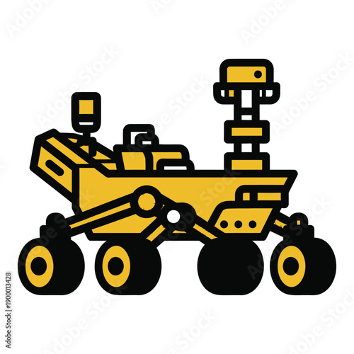 Vector art of yellow mars rover with six wheels