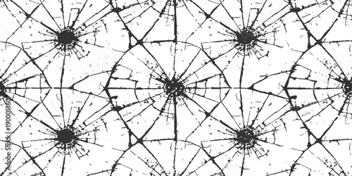 Seamless geometric vector illustration of a sharp spider web pattern with nature inspired cactus thorn details and floral art decoration