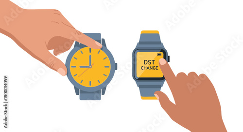 Daylight Saving Time Change: Manual Adjustment of Analog Watch vs. Automatic Update on Smartwatch Technology Comparison