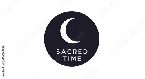 Sacred Time Crescent Moon Logo Design.