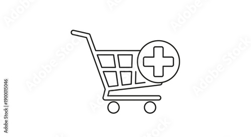 Shopping cart with medical cross symbol.