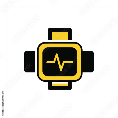 Vector art of medical smartwatch with electrocardiogram display